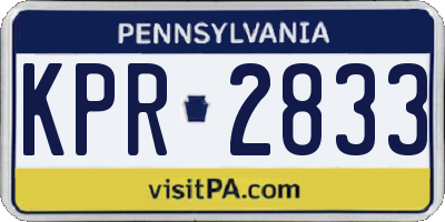PA license plate KPR2833