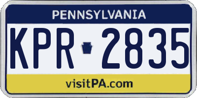 PA license plate KPR2835