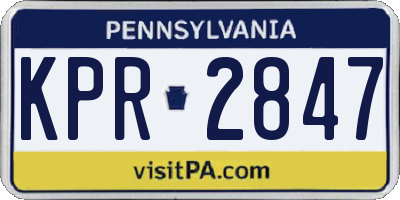 PA license plate KPR2847