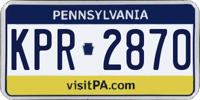 PA license plate KPR2870
