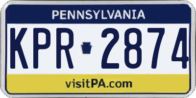 PA license plate KPR2874