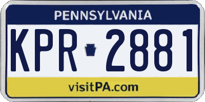 PA license plate KPR2881