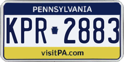 PA license plate KPR2883