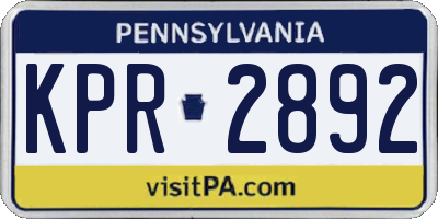 PA license plate KPR2892