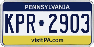 PA license plate KPR2903