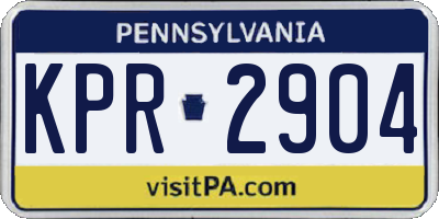 PA license plate KPR2904