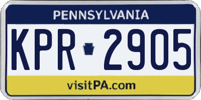 PA license plate KPR2905