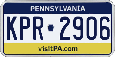 PA license plate KPR2906