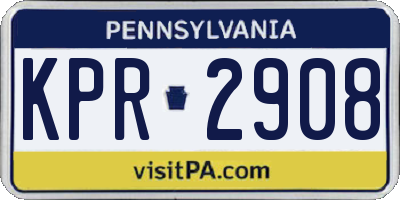 PA license plate KPR2908