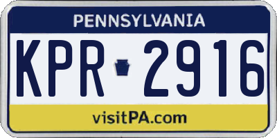 PA license plate KPR2916