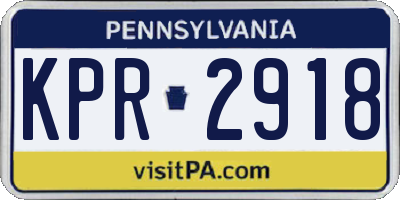 PA license plate KPR2918