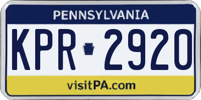 PA license plate KPR2920