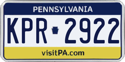 PA license plate KPR2922