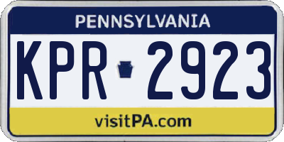 PA license plate KPR2923