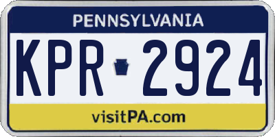 PA license plate KPR2924