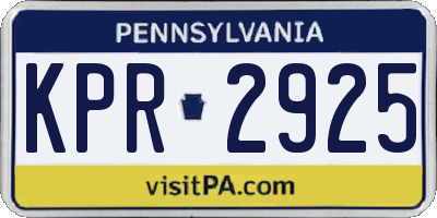 PA license plate KPR2925