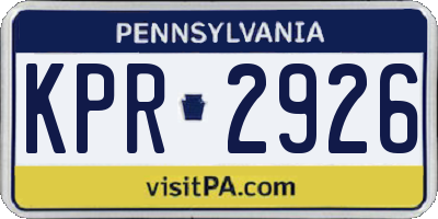 PA license plate KPR2926