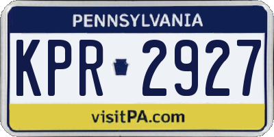 PA license plate KPR2927