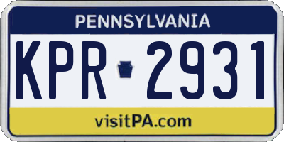 PA license plate KPR2931