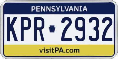 PA license plate KPR2932