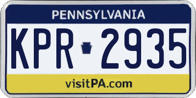 PA license plate KPR2935