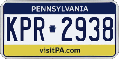 PA license plate KPR2938
