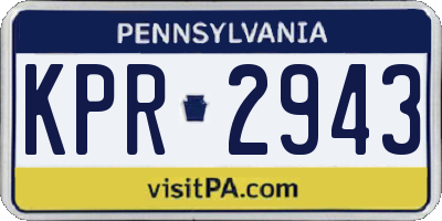 PA license plate KPR2943