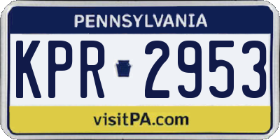 PA license plate KPR2953