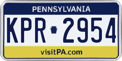 PA license plate KPR2954