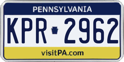PA license plate KPR2962