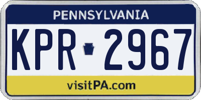 PA license plate KPR2967