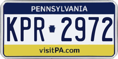 PA license plate KPR2972