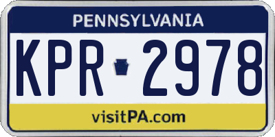 PA license plate KPR2978