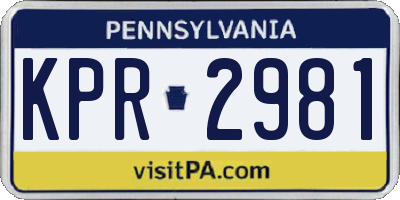 PA license plate KPR2981