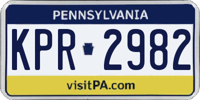 PA license plate KPR2982