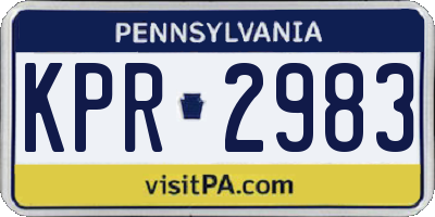 PA license plate KPR2983