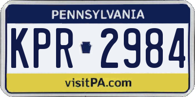 PA license plate KPR2984