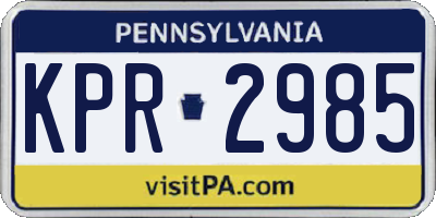 PA license plate KPR2985