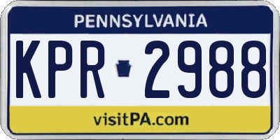 PA license plate KPR2988