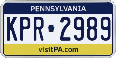 PA license plate KPR2989