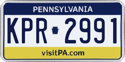 PA license plate KPR2991