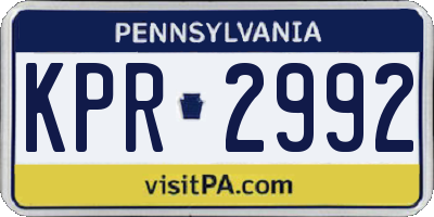 PA license plate KPR2992