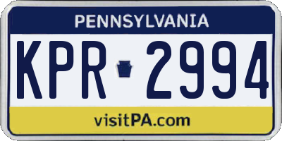 PA license plate KPR2994