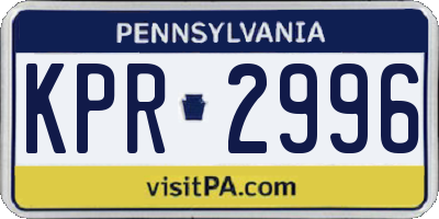 PA license plate KPR2996