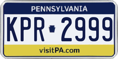 PA license plate KPR2999