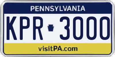PA license plate KPR3000