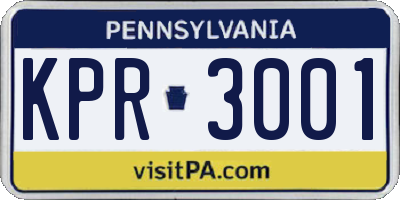 PA license plate KPR3001