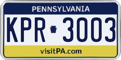 PA license plate KPR3003
