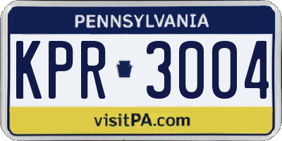 PA license plate KPR3004