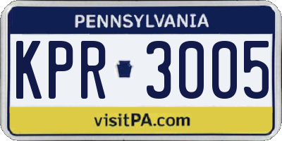 PA license plate KPR3005